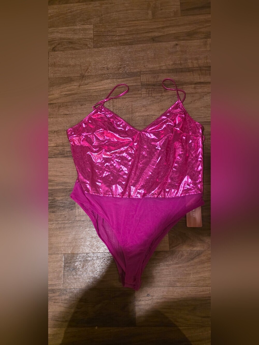 SHEIN Shiny Hot Pink  One-Piece Bodysuit